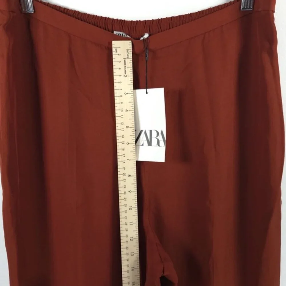 NWT ZARA Wide Leg Flowy Back Elastic Waist Pants Flying FabricCooper 9479/054 XL